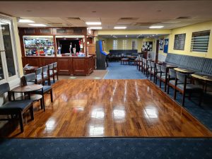 The bar and dancefloor at the Arkley Club
